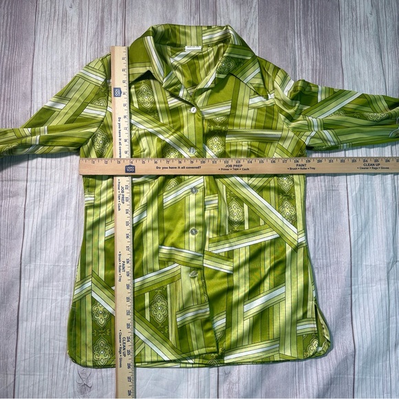 Vintage 70s Disco Psychedelic Dagger Collar Button Down Long Sleeve Blouse - Picture 6 of 6